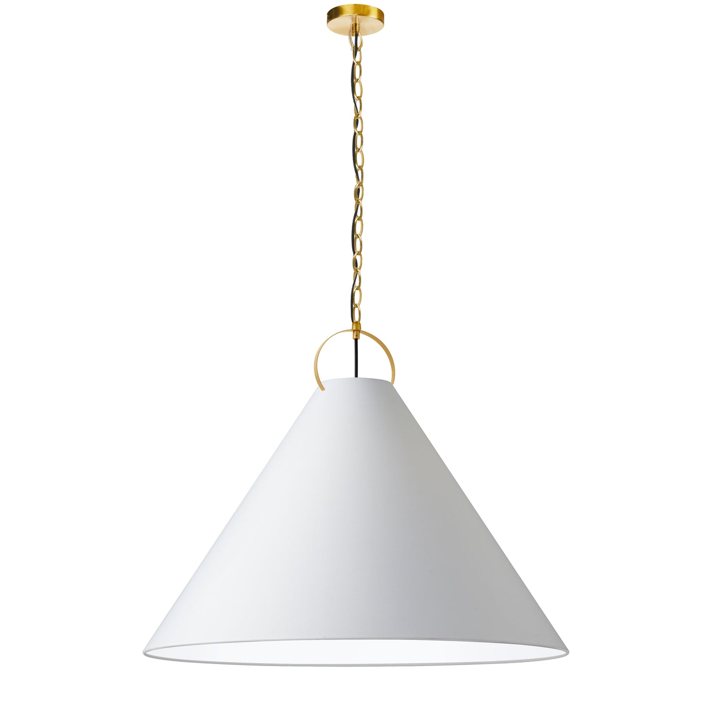 Dainolite 1 Light Incandescent Pendant, Aged Brass with White Shade