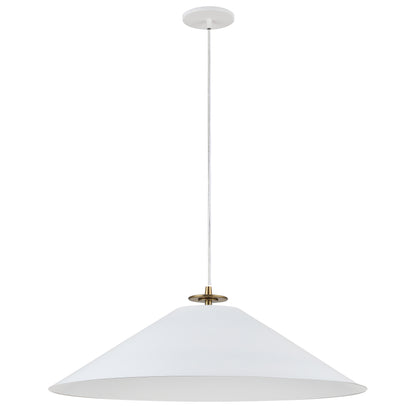 Dainolite 1 Light Incandescent Pendant, Aged Brass and Matte White