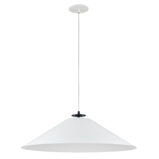 Dainolite 1 Light Incandescent Pendant, Matte Black and Matte White