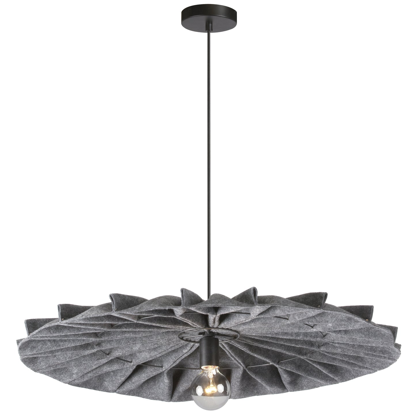 Dainolite PGD-311P-MB-500 1 Light Incandescent Pendant, Matte Black with Grey Felt Shade