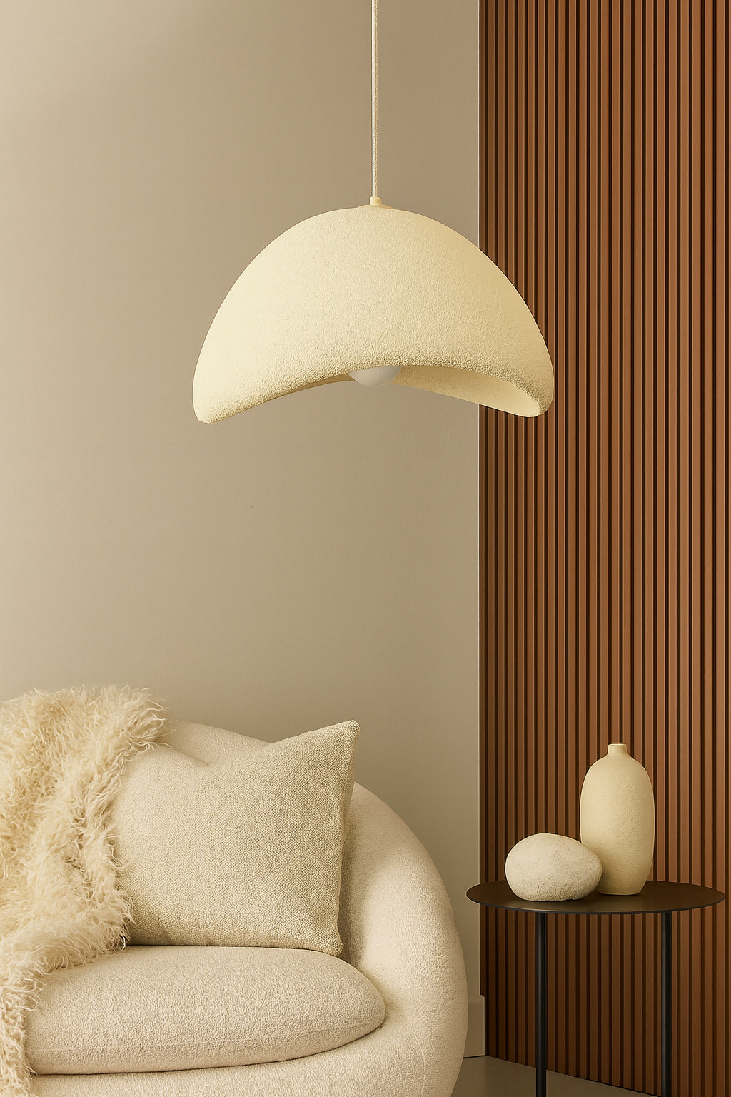 Dainolite 1 Light Pendant in Matte Beige