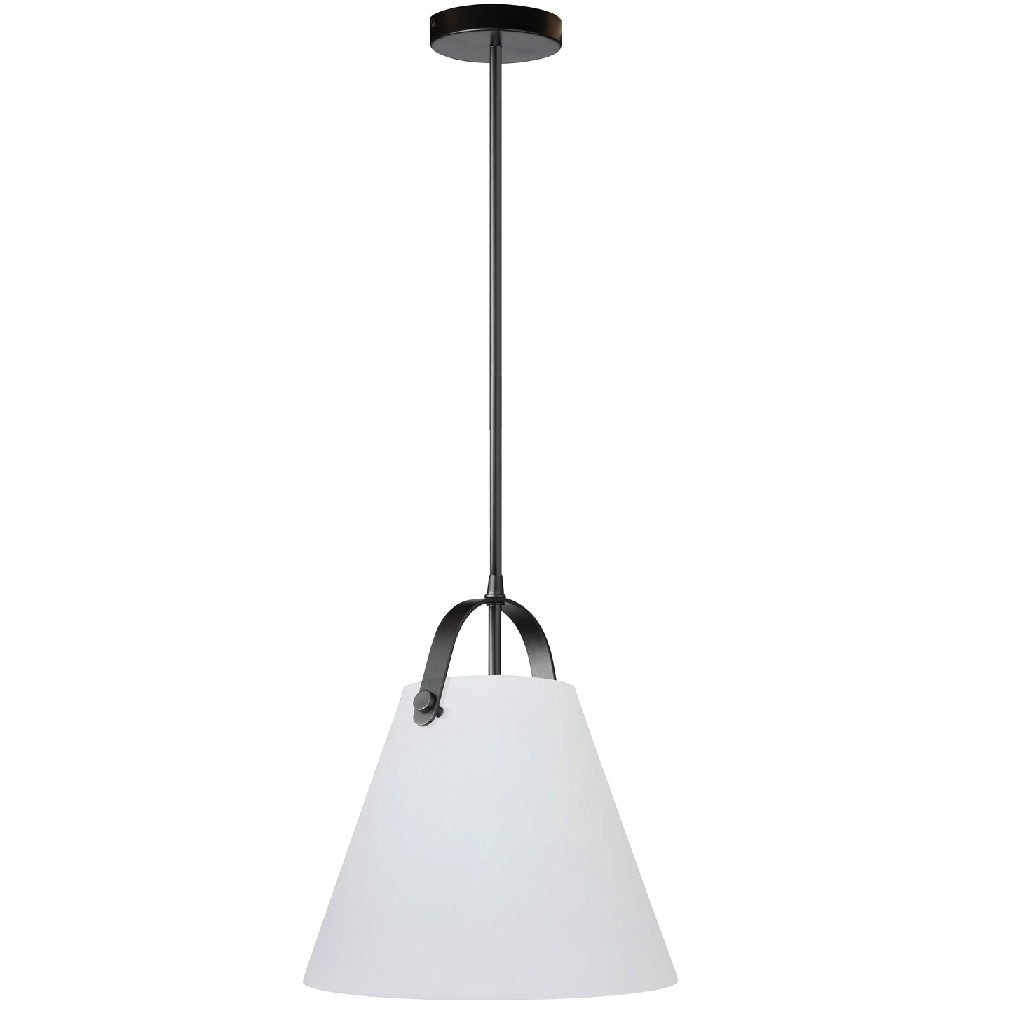Dainolite 1 Light Pendant in Matte Black w/ Opal Glass