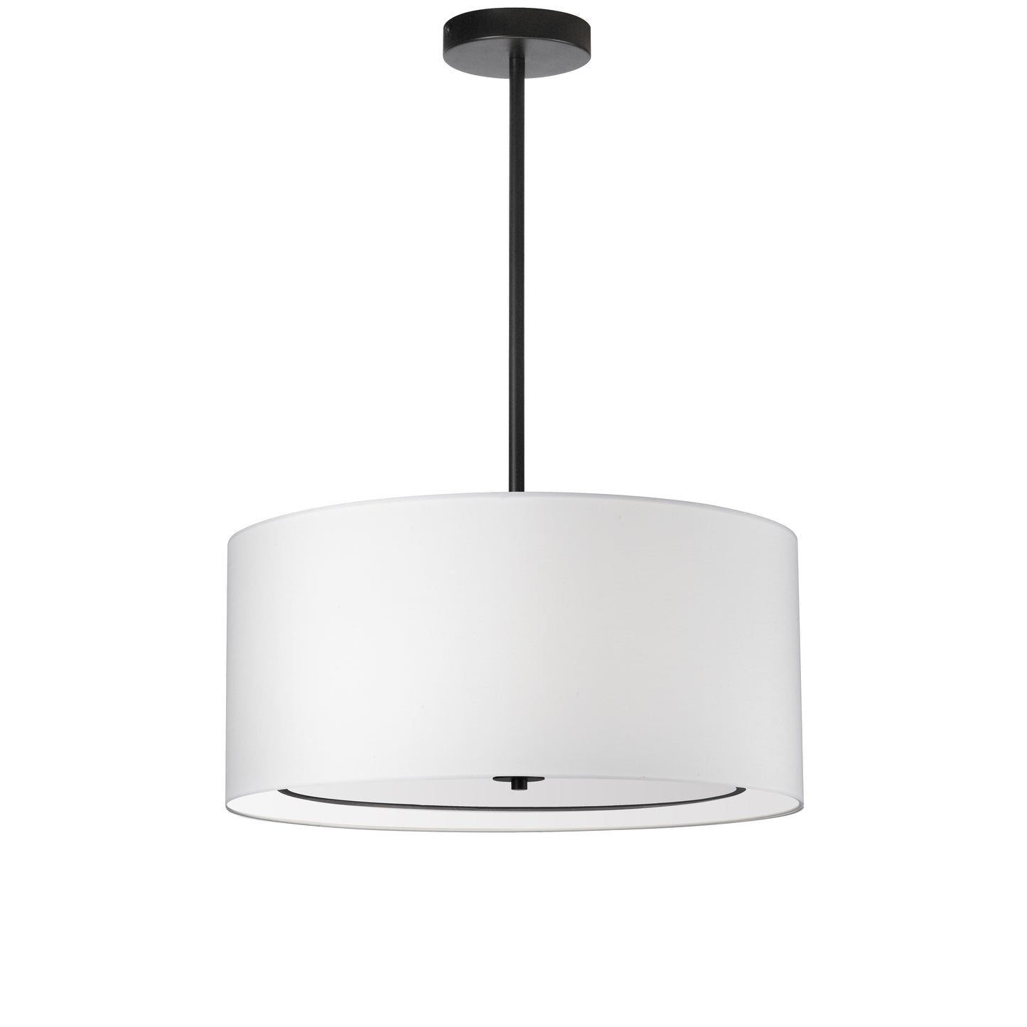 Dainolite POR-224P-MB-WH 4 Light Incandescent Pendant, Matte Black with White Shade