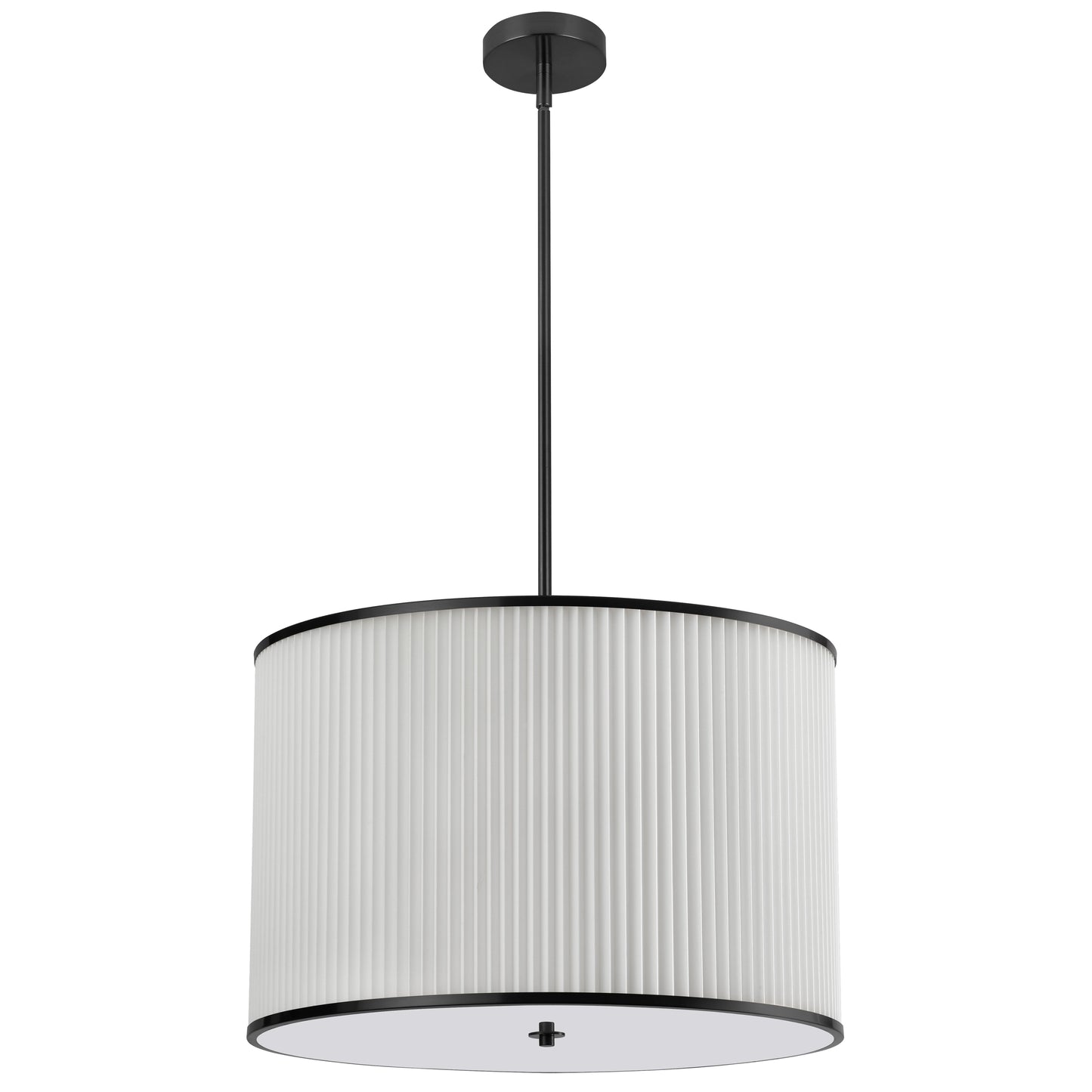 Dainolite 4 Light Incandescent Pendant Matte Black with White Pleated Shade