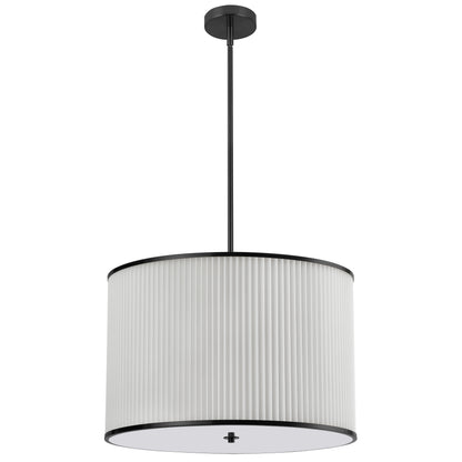 Dainolite 4 Light Incandescent Pendant Matte Black with White Pleated Shade