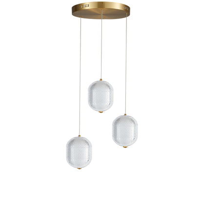 Dainolite 21W Multi Light Pendant in Aged Brass w/ Clear Pattern Acrylic