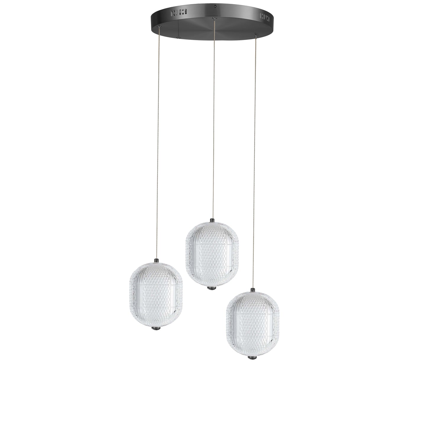 Dainolite 21W Multi Light Pendant in Matte Black w/ Clear Pattern Acrylic