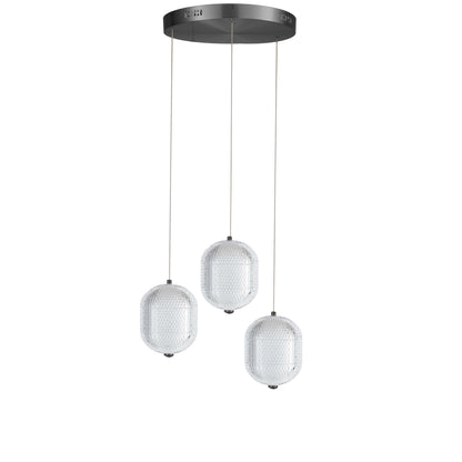 Dainolite 21W Multi Light Pendant in Matte Black w/ Clear Pattern Acrylic