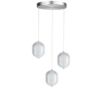 Dainolite 21W Multi Light Pendant in Polished Chrome w/ Clear Pattern Acrylic