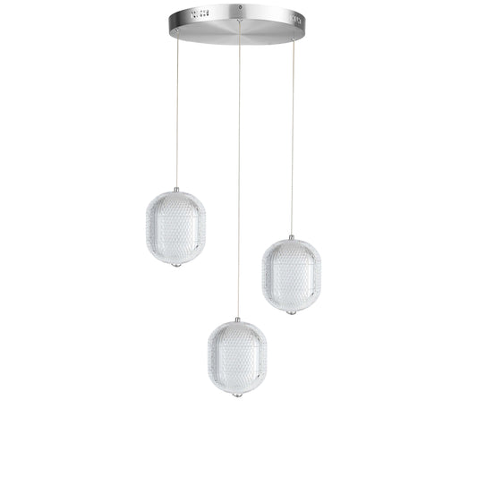 Dainolite 21W Multi Light Pendant in Polished Chrome w/ Clear Pattern Acrylic
