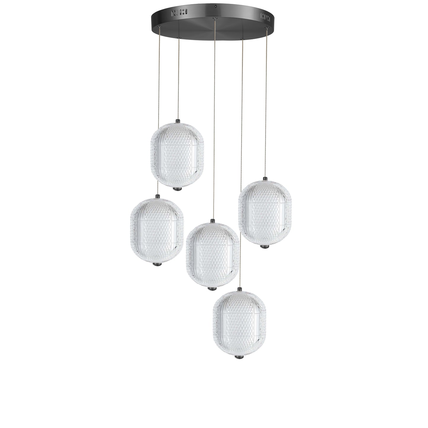 Dainolite 30W Multi Light Pendant in Matte Black w/ Clear Pattern Acrylic