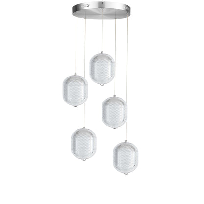 Dainolite 30W Multi Light Pendant in Polished Chrome w/ Clear Pattern Acrylic