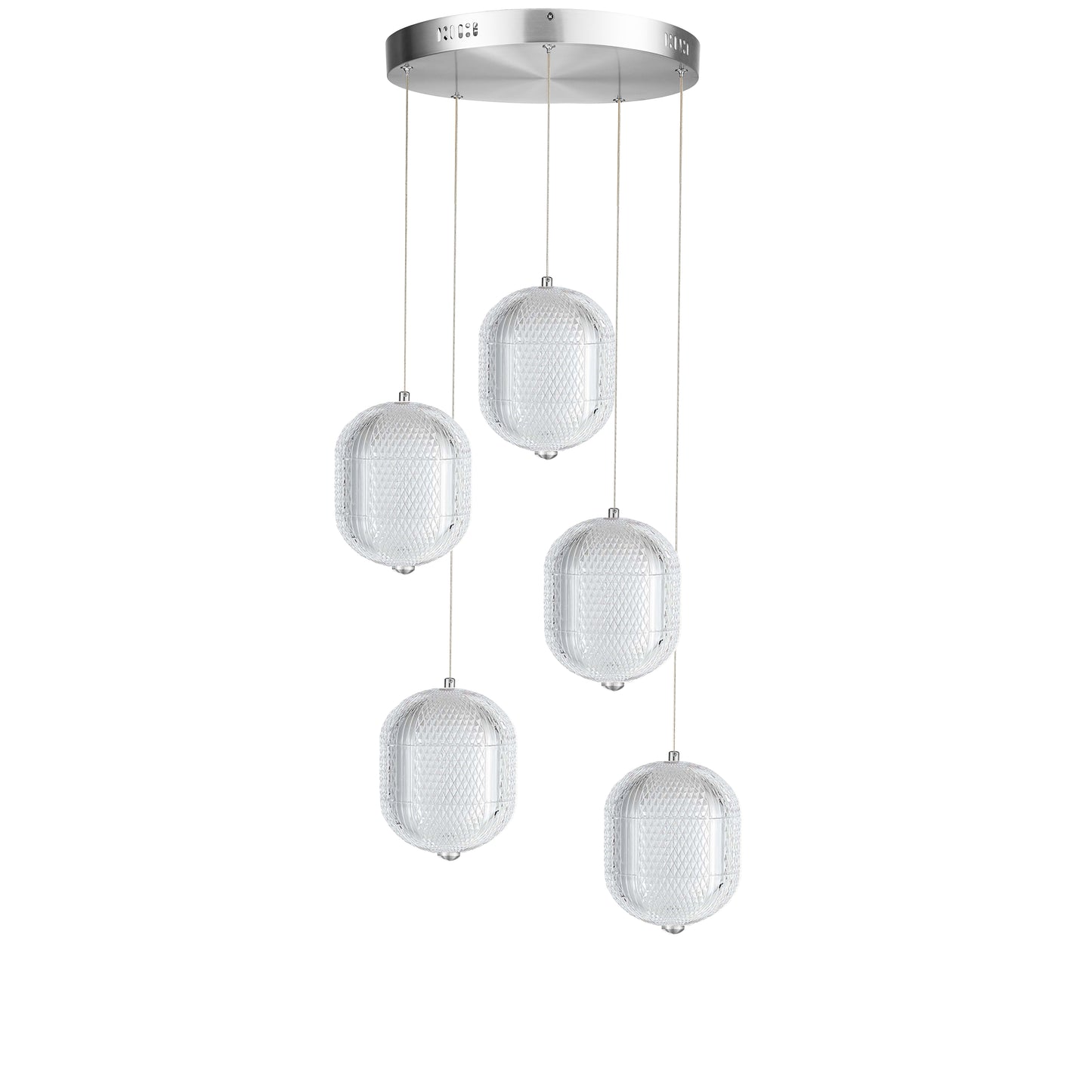 Dainolite 30W Multi Light Pendant in Polished Chrome w/ Clear Pattern Acrylic