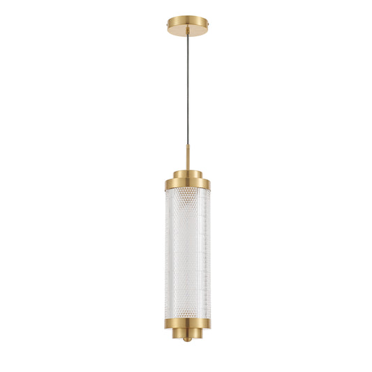 Dainolite 16W Pendant in Aged Brass w/ Clear Acrylic Diffuser