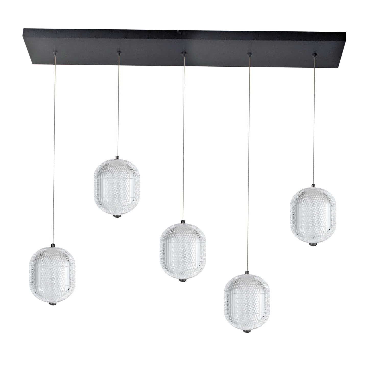 Dainolite 30W Horizontal Pendant in Matte Black w/ Clear Pattern Acrylic