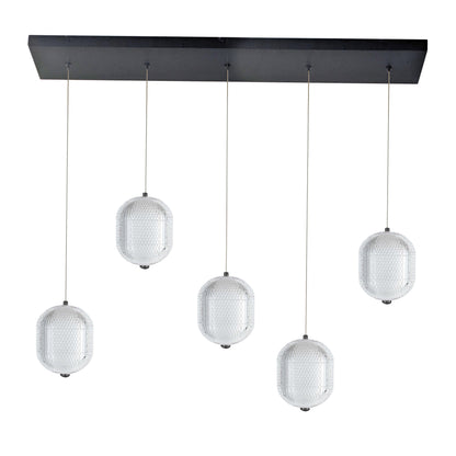 Dainolite 30W Horizontal Pendant in Matte Black w/ Clear Pattern Acrylic