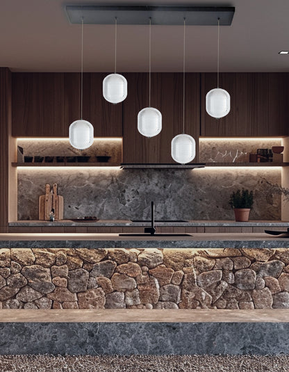 Dainolite 30W Horizontal Pendant in Matte Black w/ Clear Pattern Acrylic