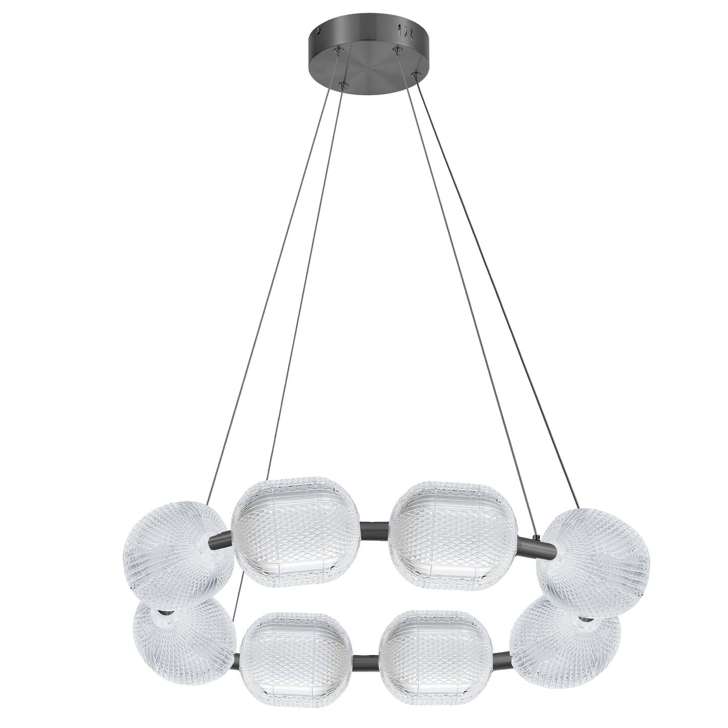 Dainolite 56W Chandelier in Matte Black w/ Clear Pattern Acrylic