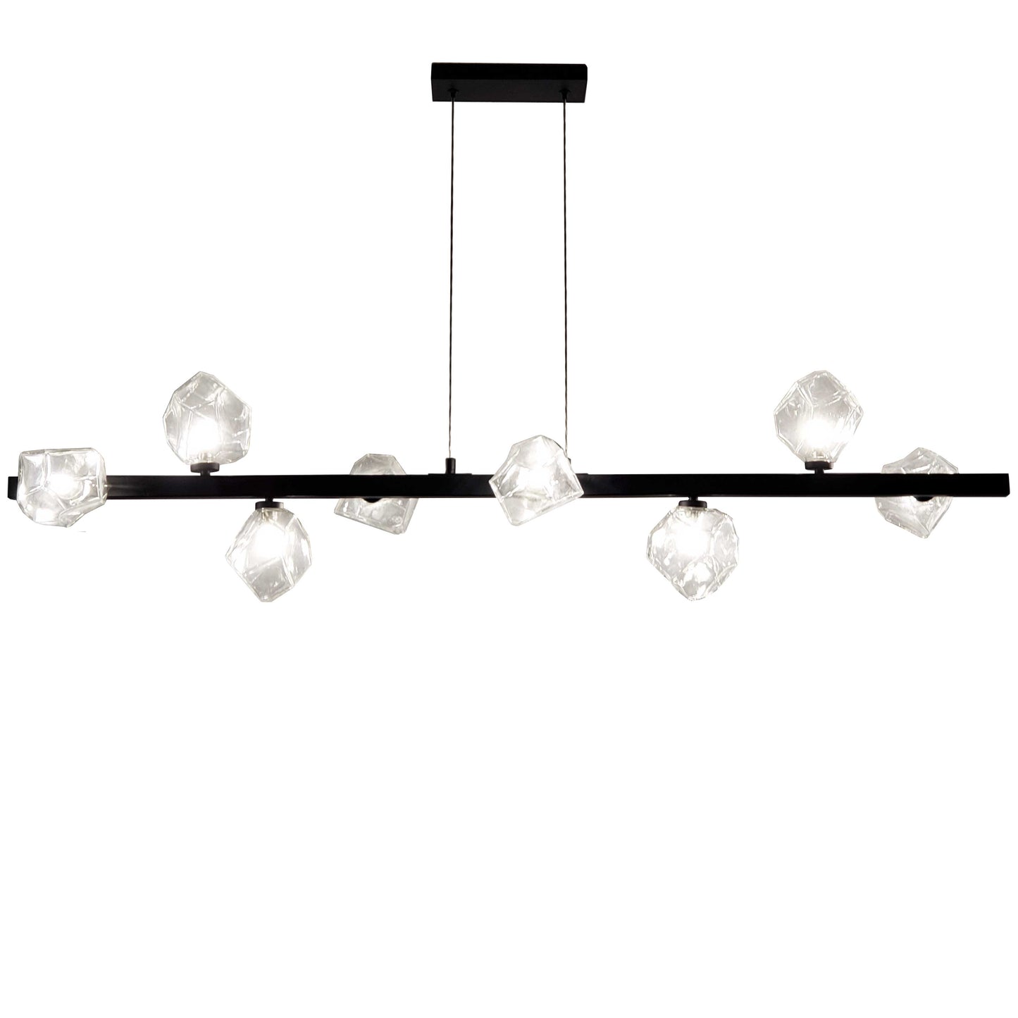Dainolite 8 Light Halogen Horizontal Pendant, Matte Black w/ Clear Glass