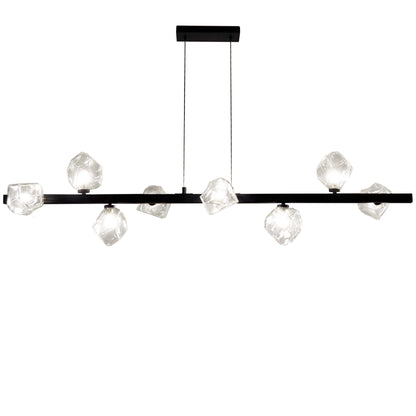 Dainolite 8 Light Halogen Horizontal Pendant, Matte Black w/ Clear Glass