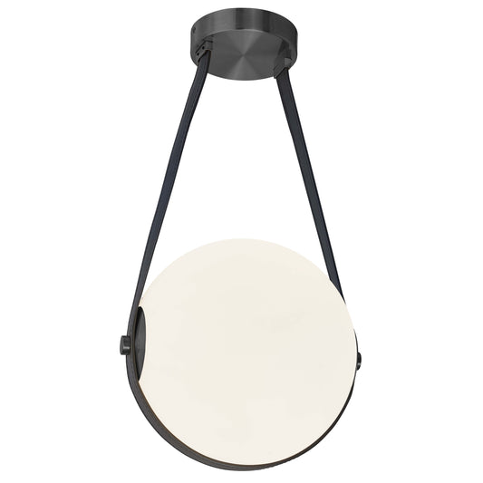 Dainolite 15W Pendant Matte Black with White Opal Glass