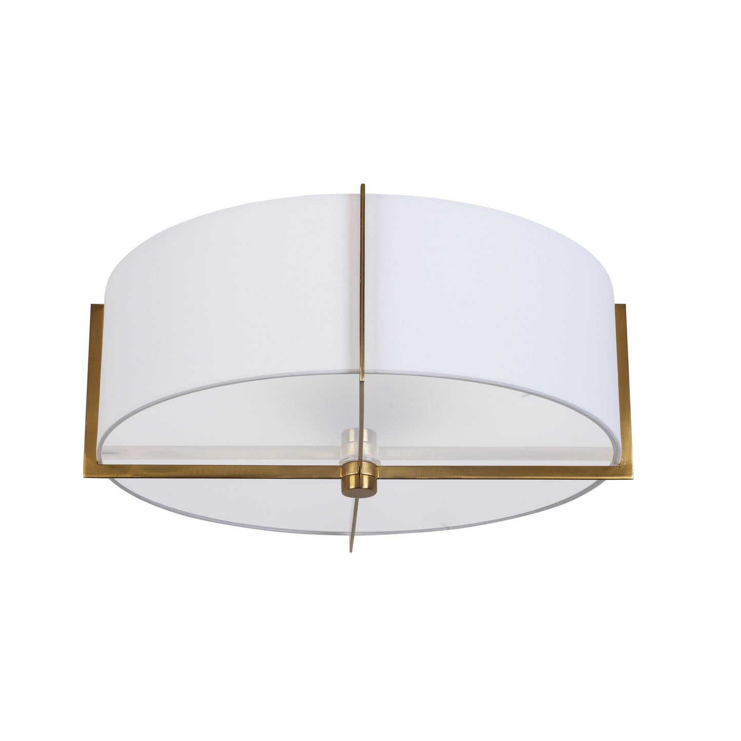 Dainolite PST-153SF-AGB-WH 3 Light Incandescent Semi-Flush Mount, Aged Brass with White Shade