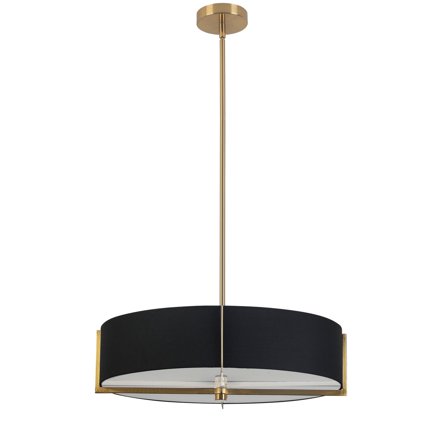 Dainolite PST-214P-AGB-BK 4 Light Incandescent Pendant, Aged Brass with Black Shade