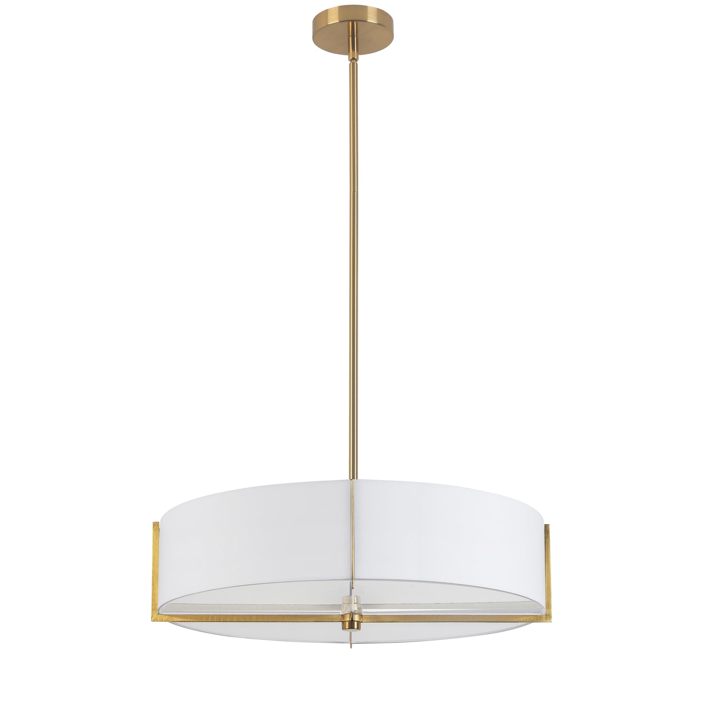 Dainolite 4 Light Incandescent Pendant, Aged Brass with White Shade
