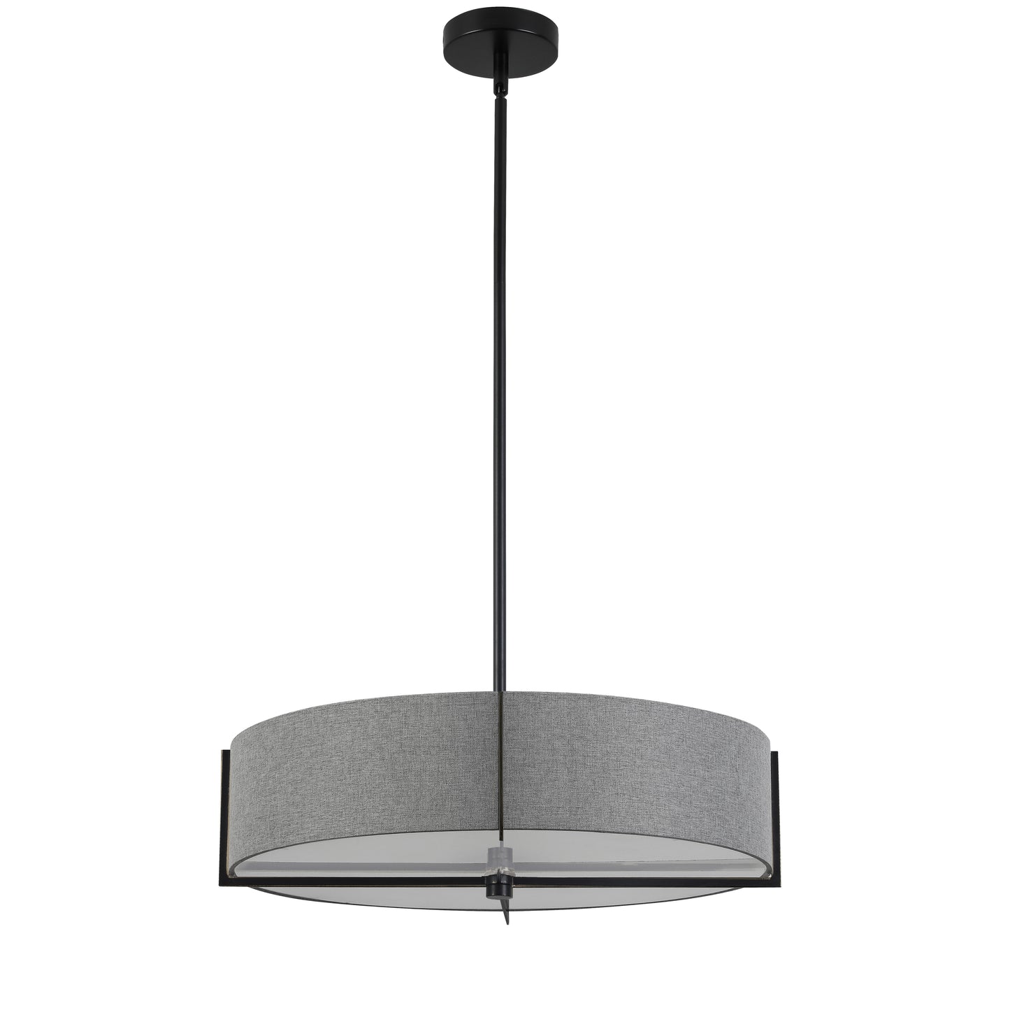 Dainolite PST-214P-MB-GRY 4 Light Incandescent Pendant, Matte Black with Grey Shade