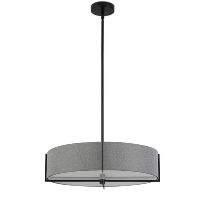Dainolite 4 Light Incandescent Pendant, Matte Black with Grey Shade