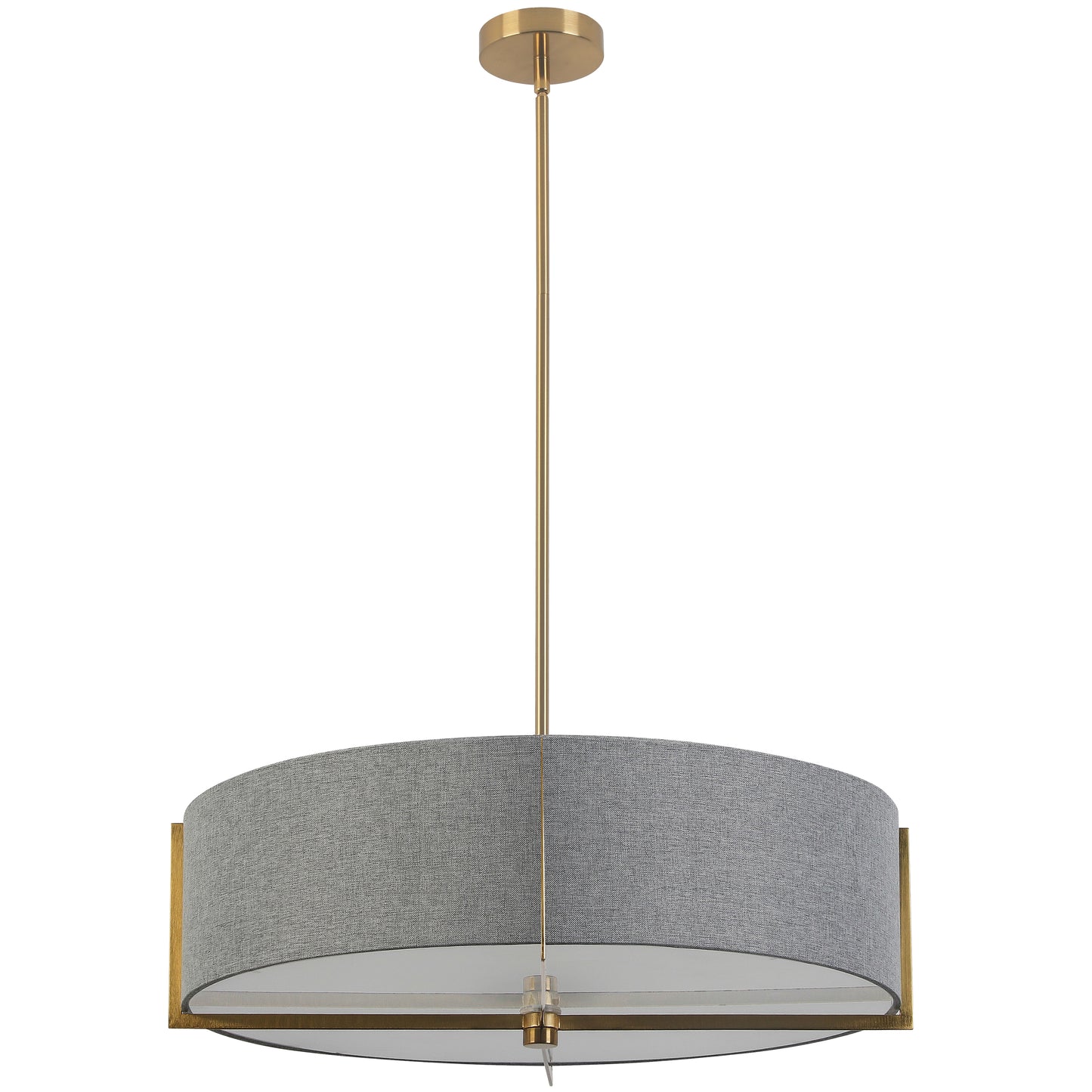 Dainolite 4 Light Incandescent Pendant, Aged Brass with Grey Shade