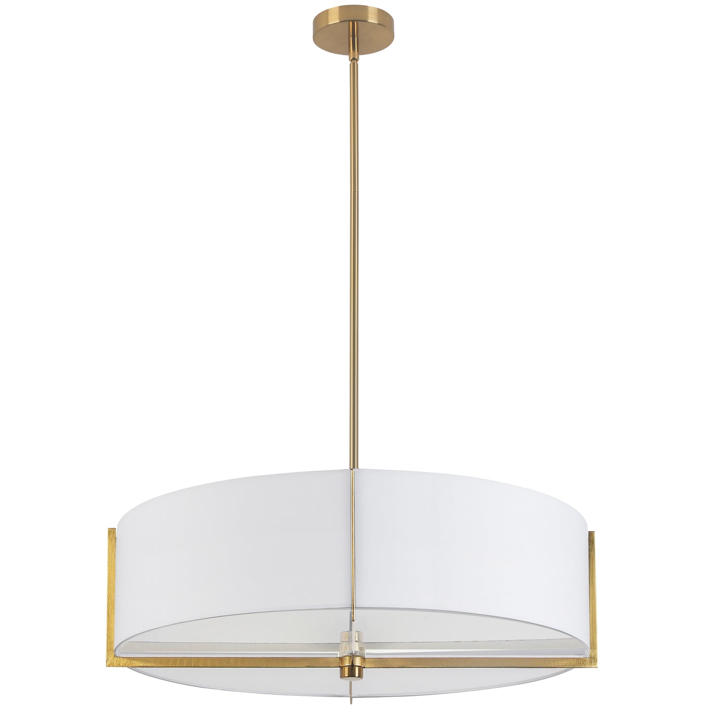 Dainolite 4 Light Incandescent Pendant, Aged Brass with White Shade