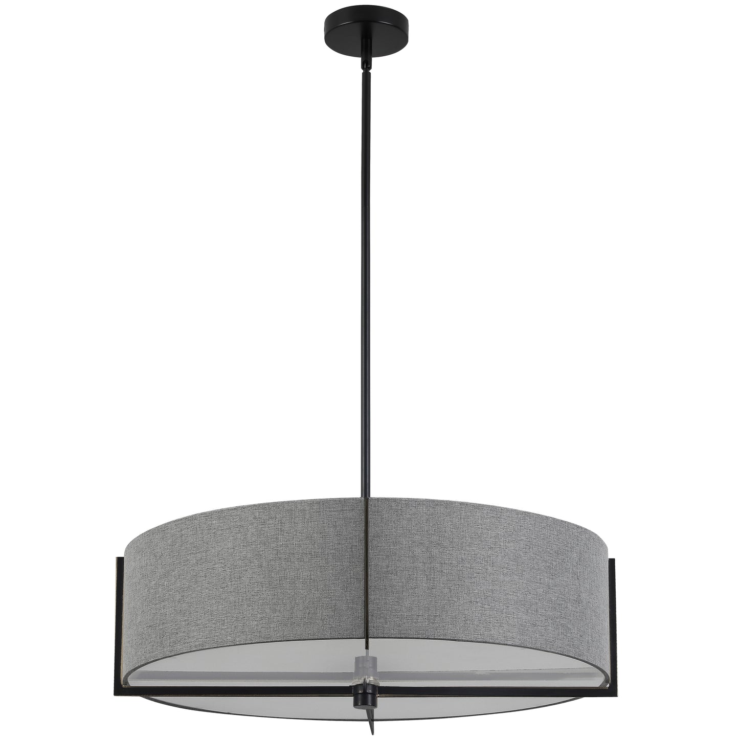 Dainolite PST-264LP-MB-GRY 4 Light Incandescent Pendant, Matte Black with Grey Shade