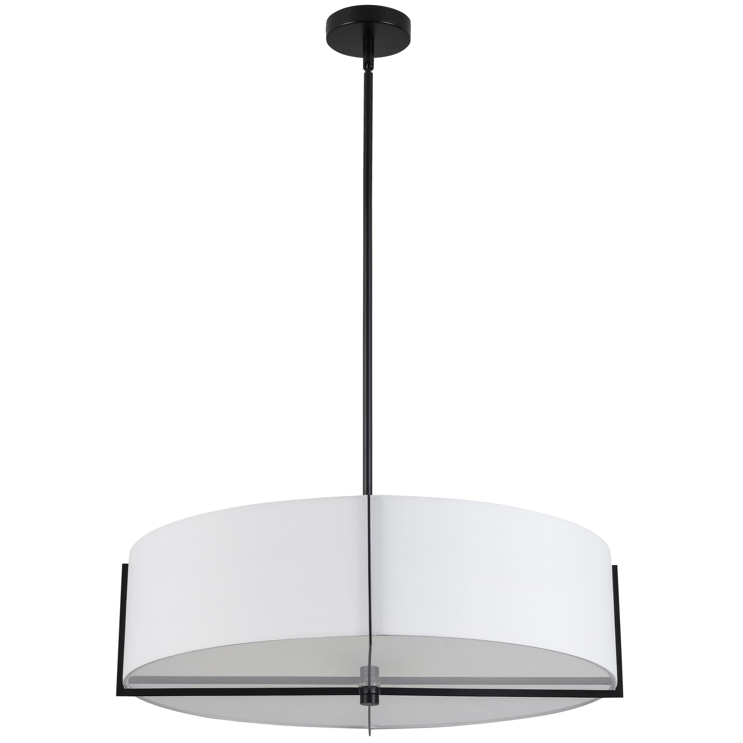 Dainolite PST-264LP-MB-WH 4 Light Incandescent Pendant, Matte Black with White Shade