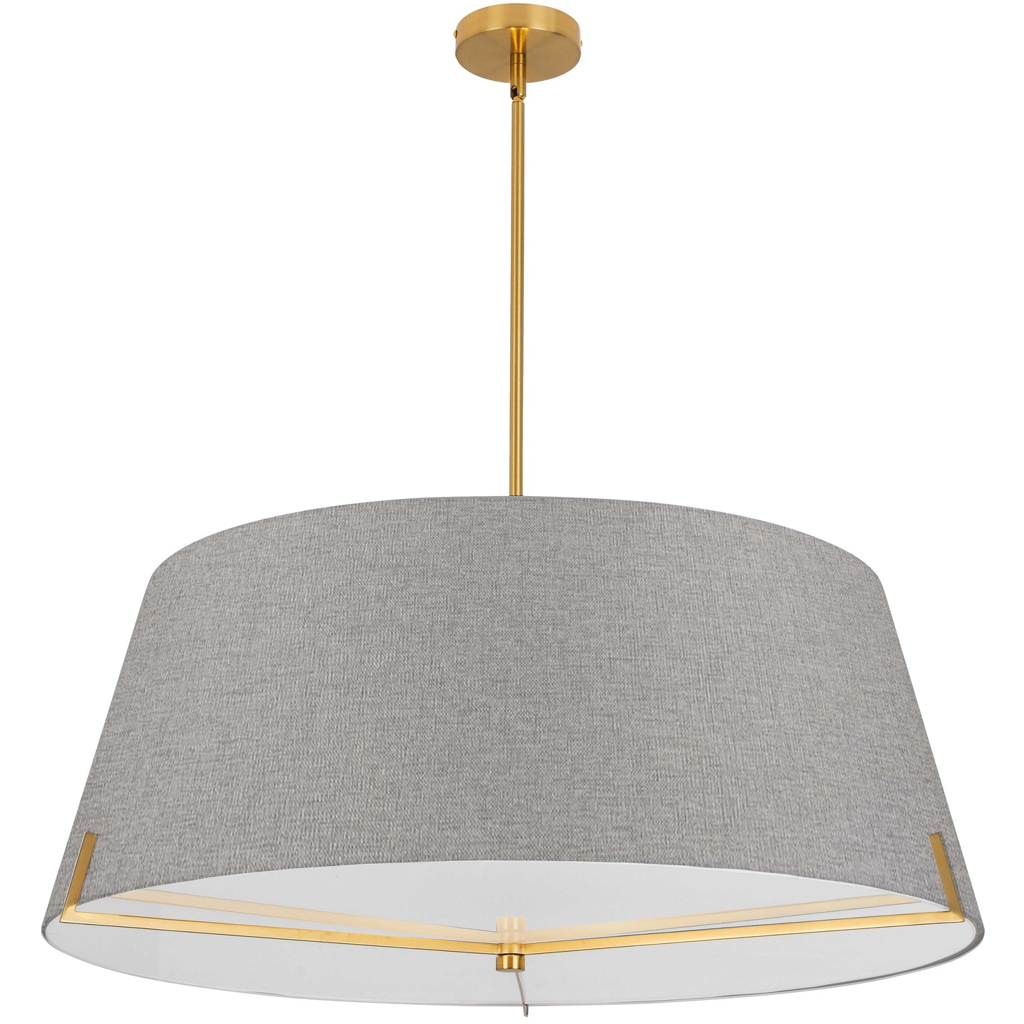 Dainolite 4 Light Incandescent Pendant Aged Brass with Grey Fabric shade