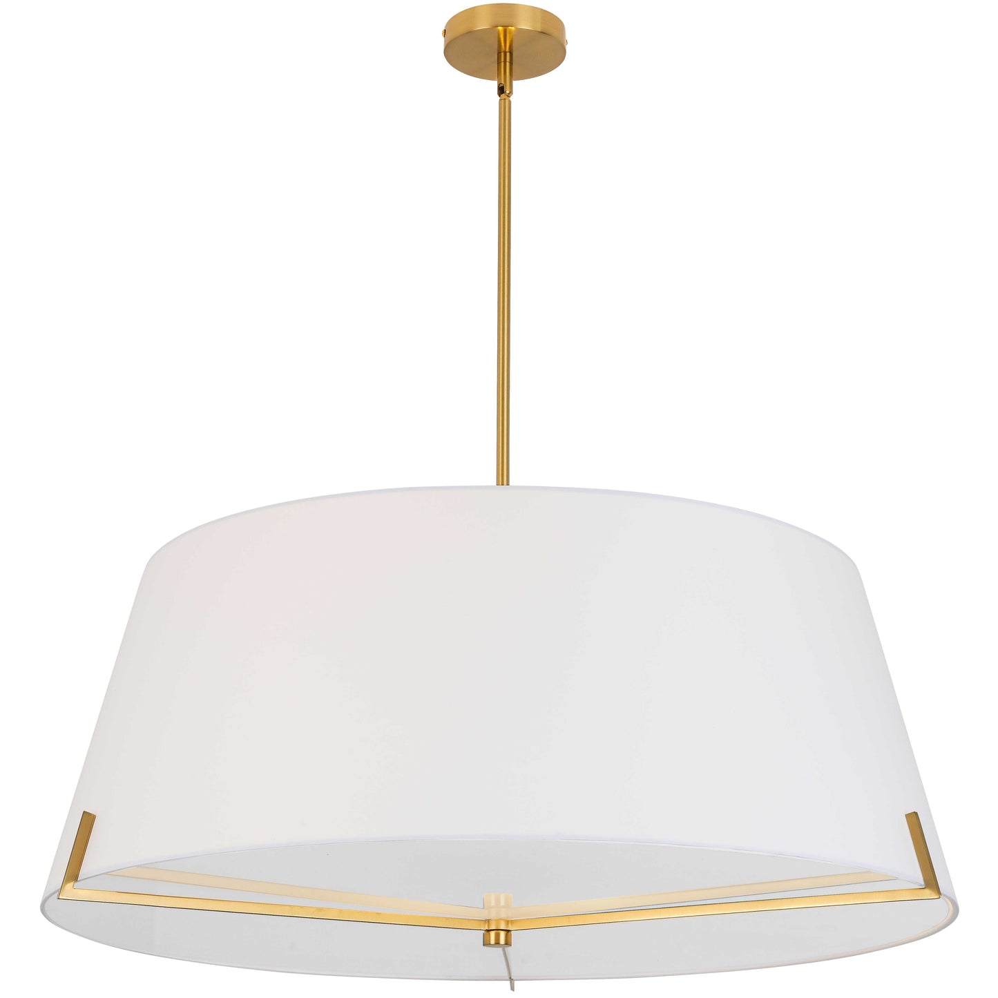 Dainolite 4 Light Incandescent Pendant Aged Brass with White Fabric shade