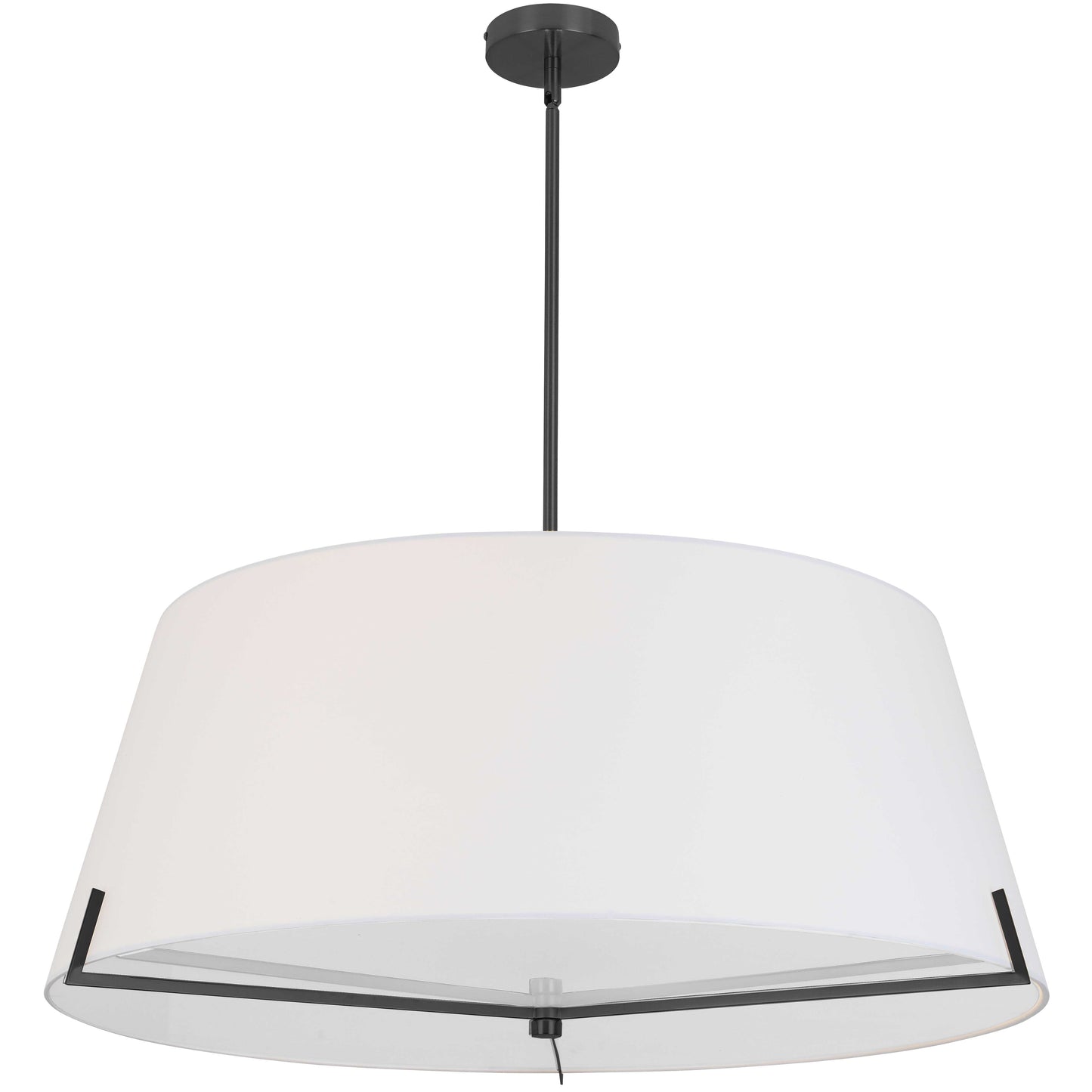 Dainolite 4 Light Incandescent Pendant Matte Black with White Fabric shade