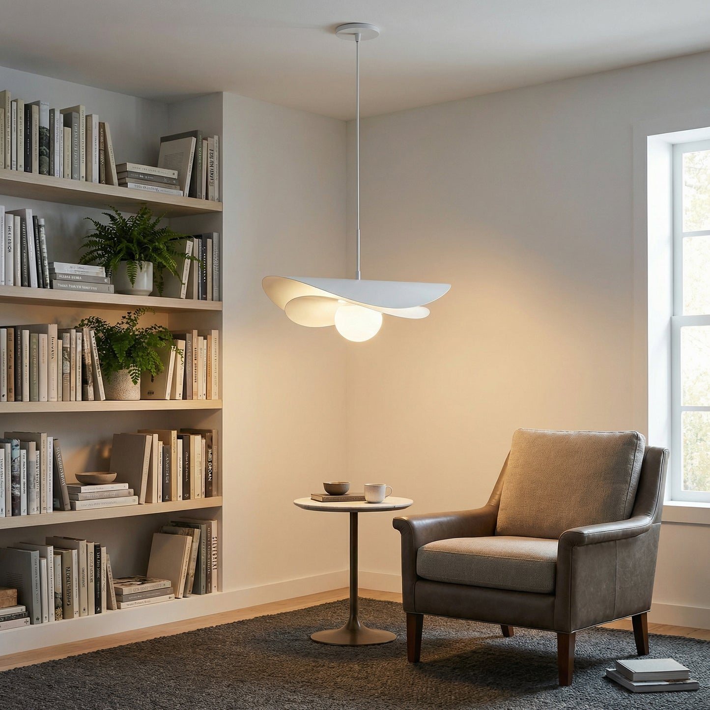 Dainolite 12W LED Paven Pendant Matte White w/ White Opal Glass