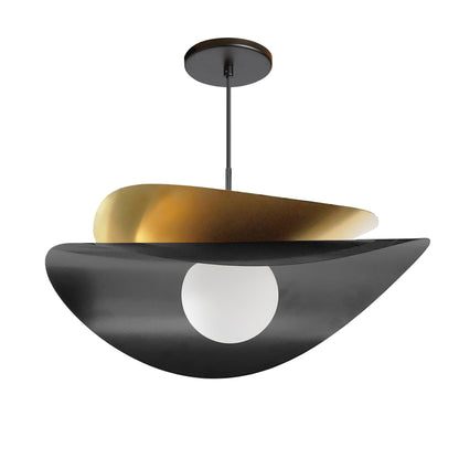 Dainolite 15W Pendant in Matte Black & Aged Brass