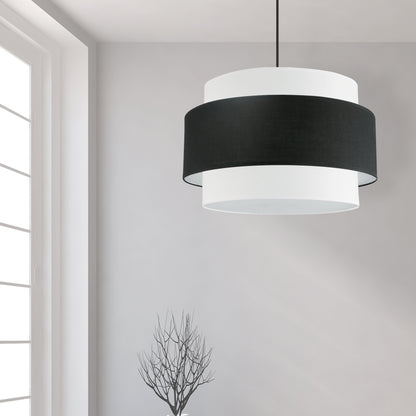 Dainolite 4 Light Incandescent Chandelier, Matte Black with Black / White Shade