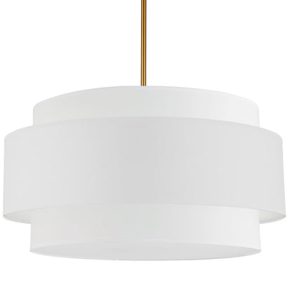 Dainolite 4 Light Incandescent Chandelier, Aged Brass with White Shade