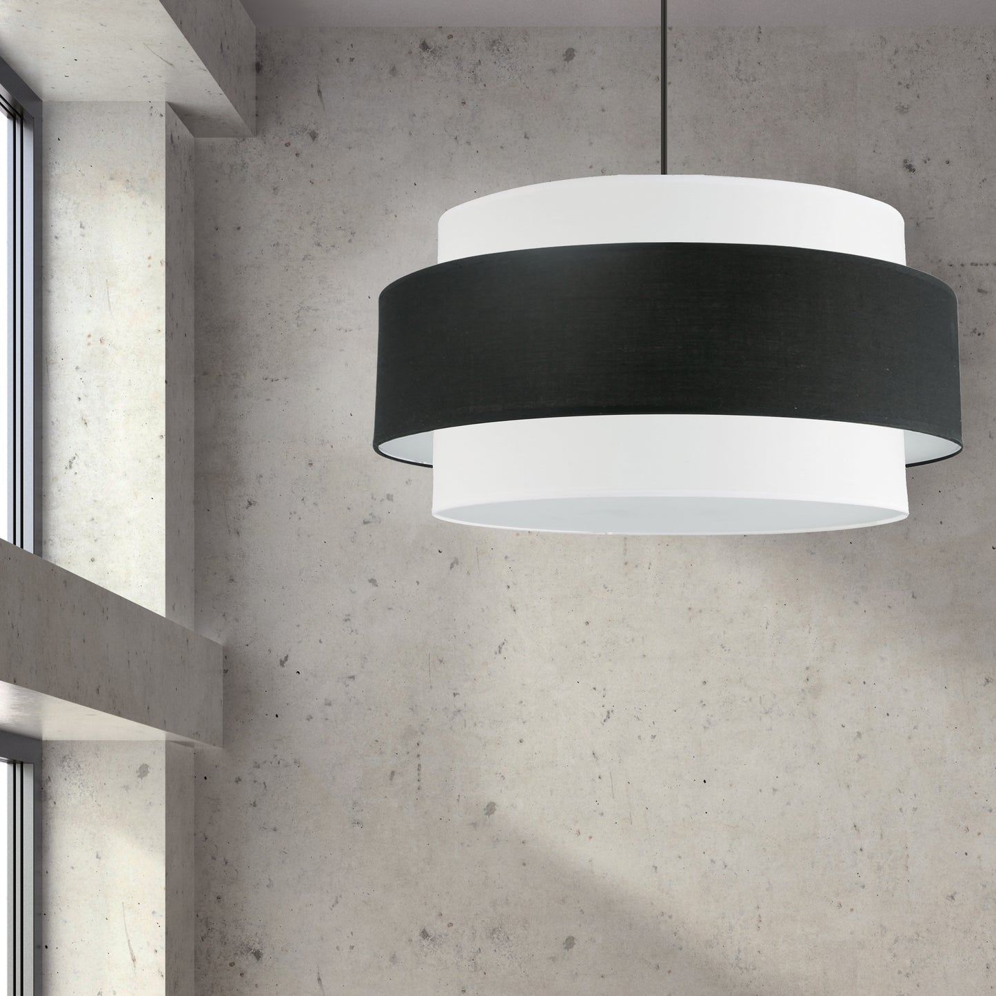 Dainolite 4 Light Incandescent Chandelier, Matte Black with Black / White Shade