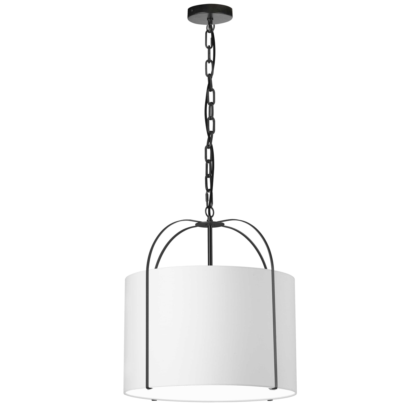 Dainolite 1 Light Incandescent Pendant Black with White Shade