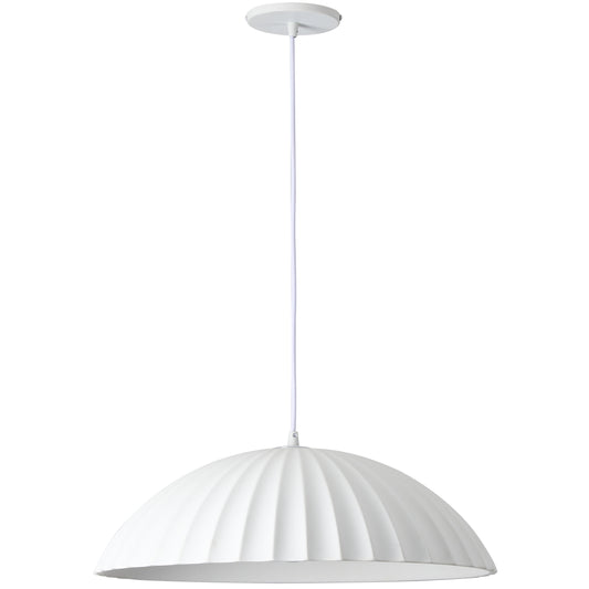 Dainolite 1 Light Ribbed Dome Pendant, Matte White