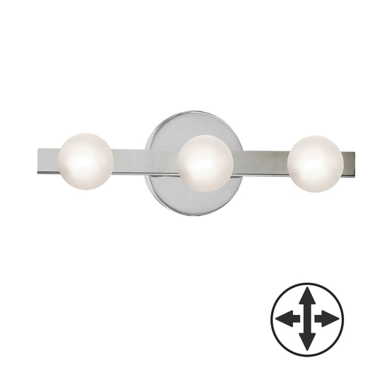Dainolite 3 Light Vanity in Polished Chrome w/ Frosted Glass