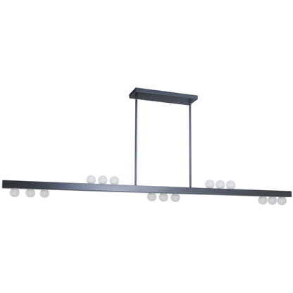 Dainolite 15 Light Horizontal Pendant in Matte Black w/ Frosted Glass