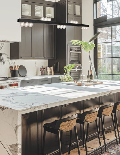 Dainolite 15 Light Horizontal Pendant in Matte Black w/ Frosted Glass