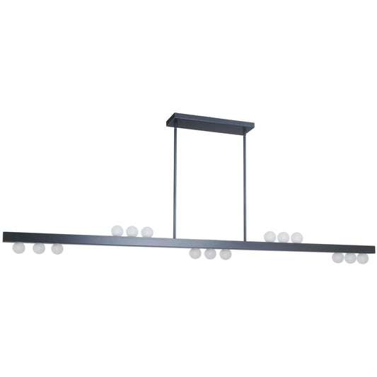 Dainolite 15 Light Horizontal Pendant in Matte Black w/ Frosted Glass