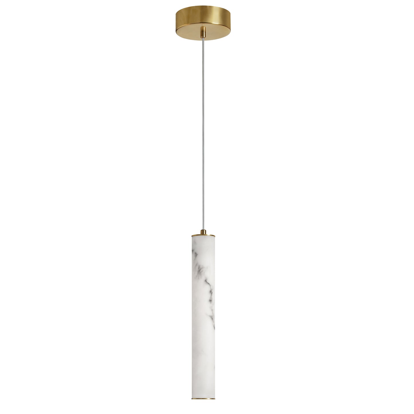 Dainolite 10W Pendant in Aged Brass w/ Alabaster Diffuser