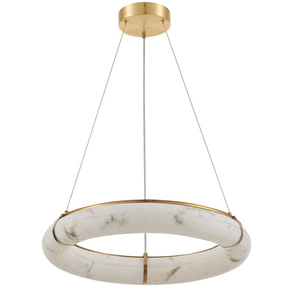 Dainolite 56W Pendant, Aged Brass w/ Faux Alabaster